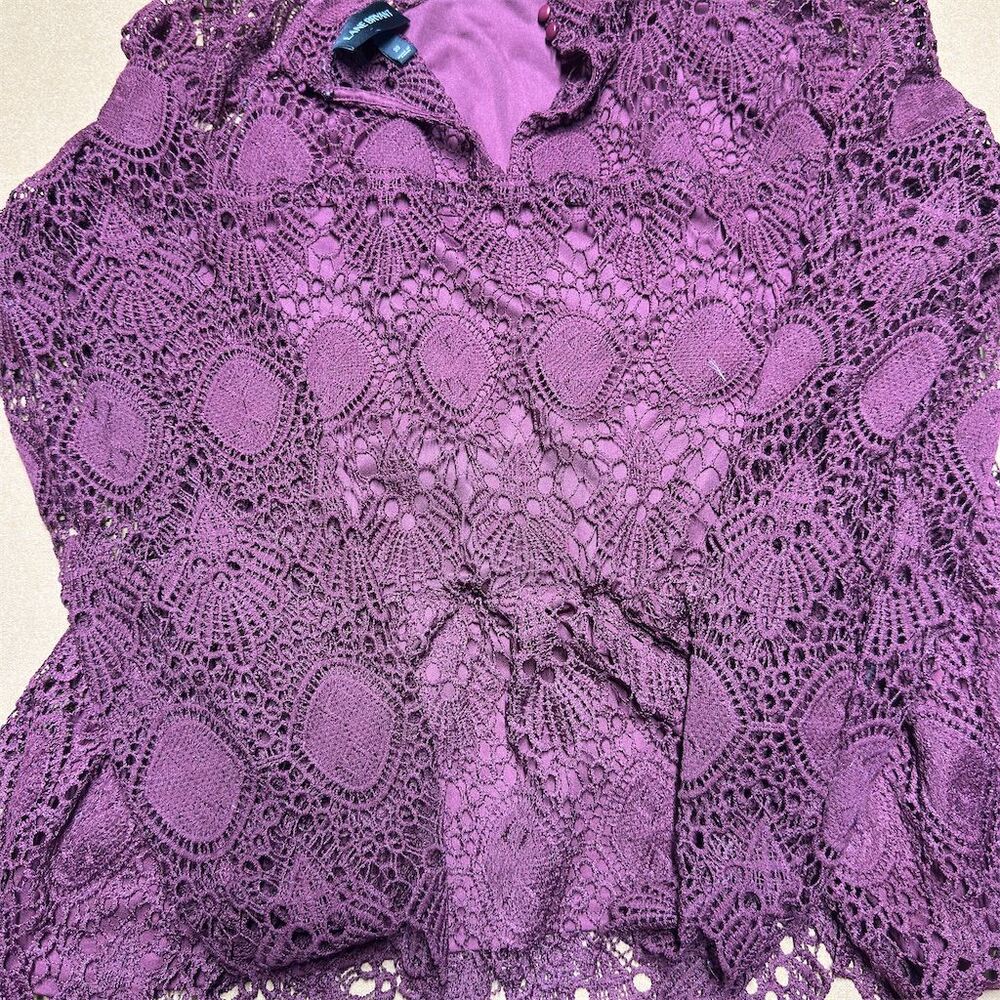 Lane Bryant Women's Plus Size 20 Purple Lace Floral Blouse Party Top